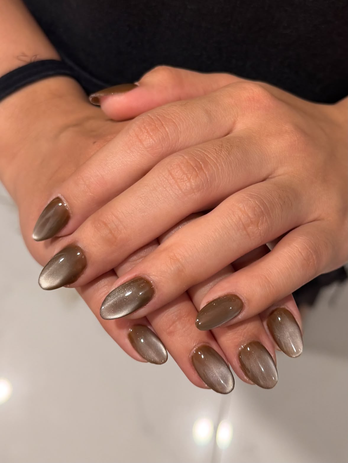 Elegant Espresso Cat-Eye Nails