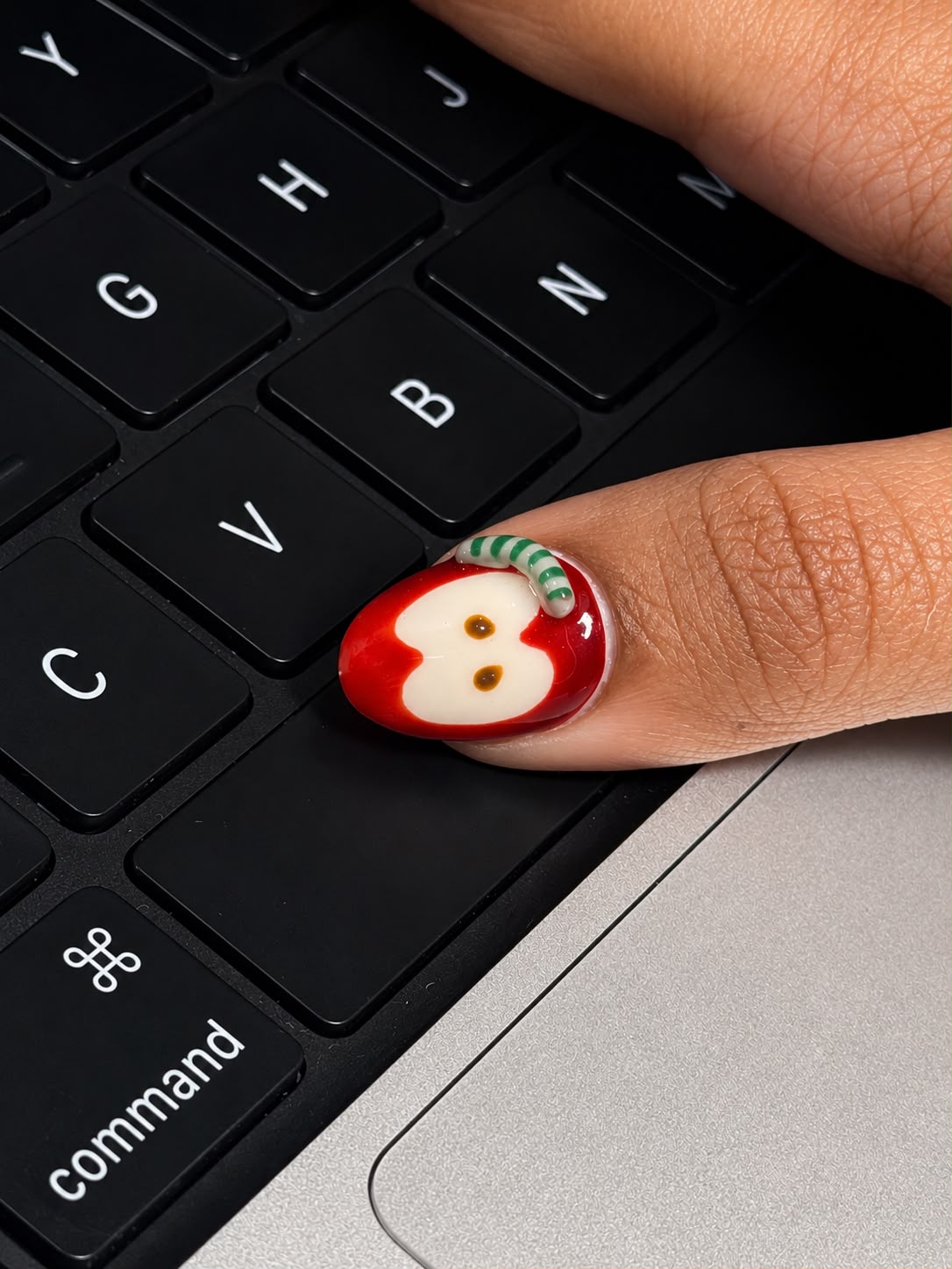 Macro Details: Hand-Painted Apple & Micro-Worm